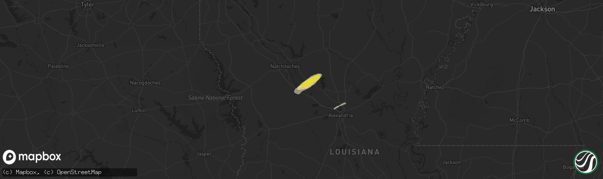 Hail map in Cloutierville, LA on January 18, 2019