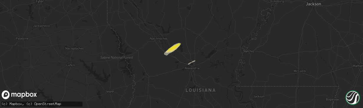 Hail map in Colfax, LA on January 18, 2019