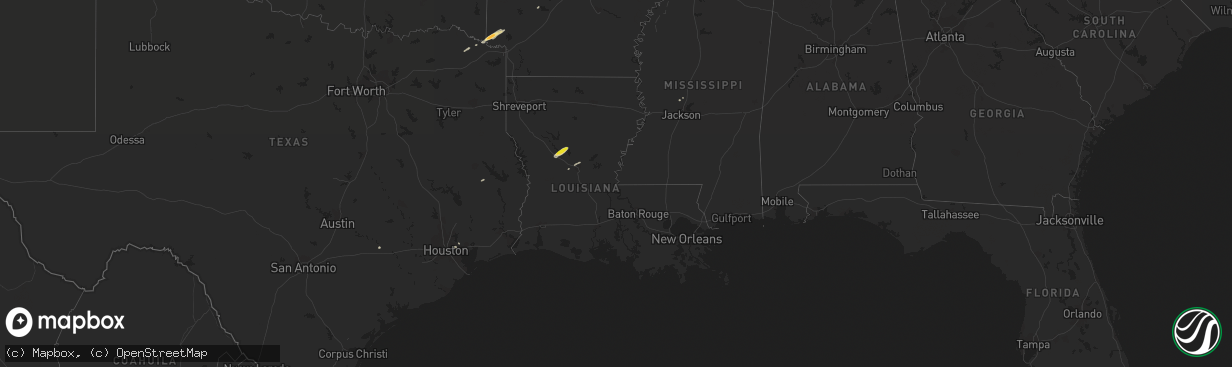 Hail map in Louisiana on January 18, 2019