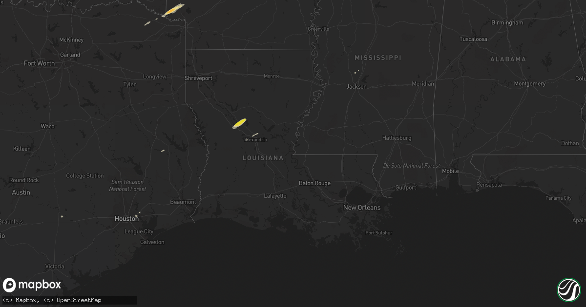 Hail map in Louisiana on January 18, 2019