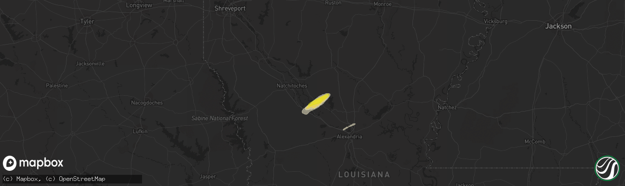 Hail map in Montgomery, LA on January 18, 2019