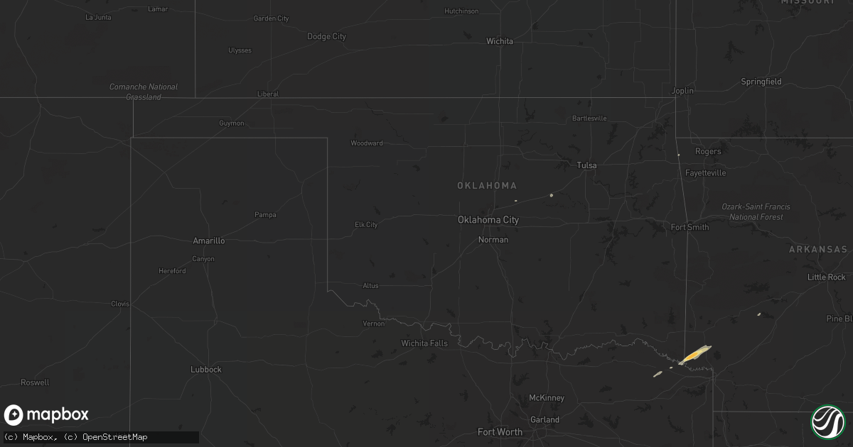Hail map in Oklahoma on January 18, 2019