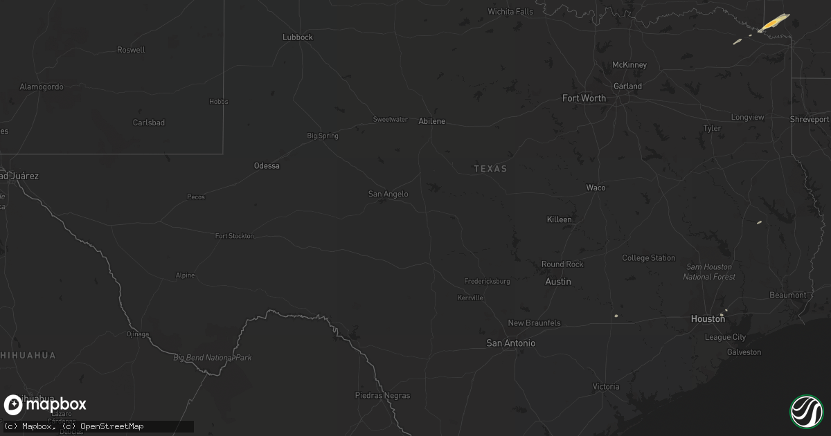 Hail map in Texas on January 18, 2019