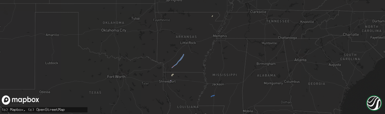 Hail map in Arkansas on January 18, 2023