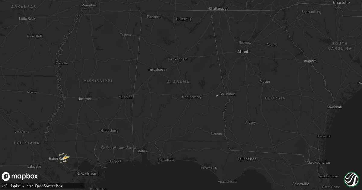 Hail map in Alabama on January 19, 2019