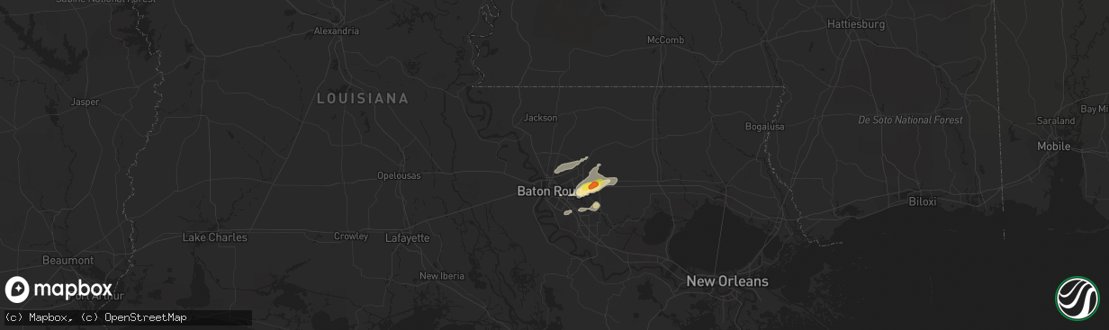 Hail map in Baker, LA on January 19, 2019