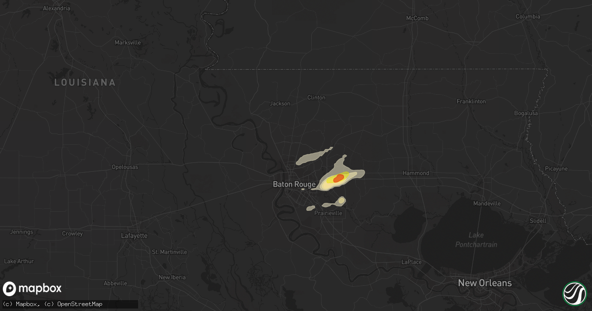 Hail map in Baker, LA on January 19, 2019