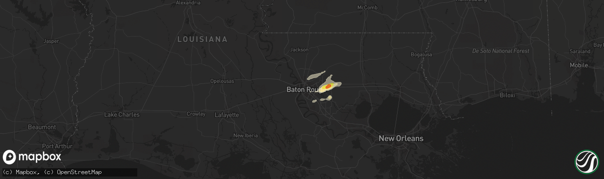 Hail map in Baton Rouge, LA on January 19, 2019