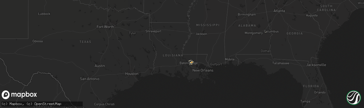 Hail map in Louisiana on January 19, 2019