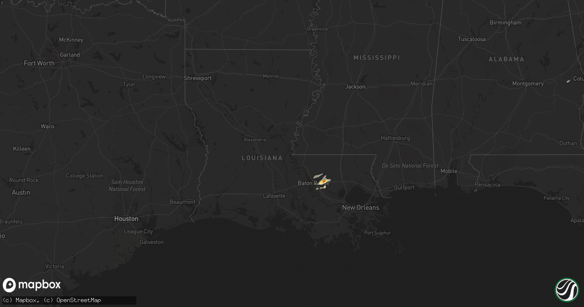 Hail map in Louisiana on January 19, 2019
