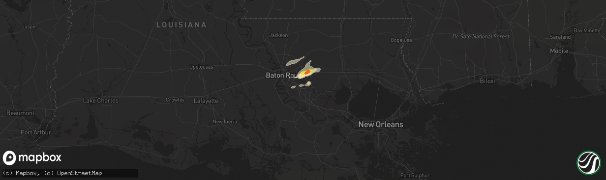 Hail map in Prairieville, LA on January 19, 2019