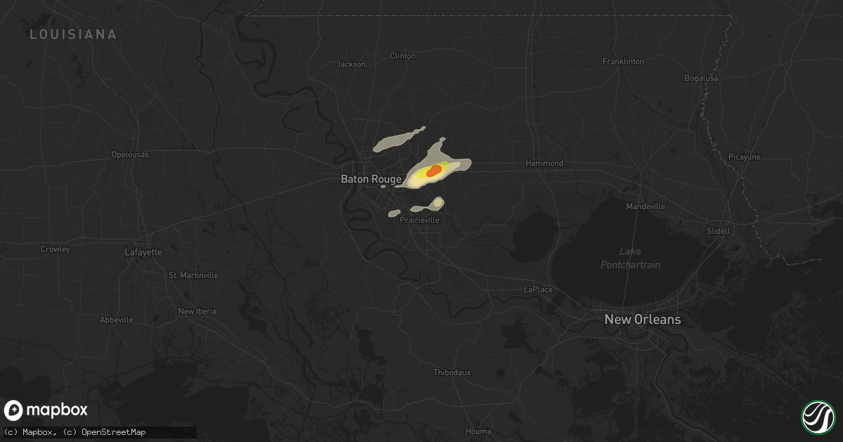 Hail map in Prairieville, LA on January 19, 2019