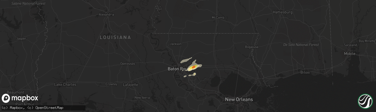 Hail map in Pride, LA on January 19, 2019