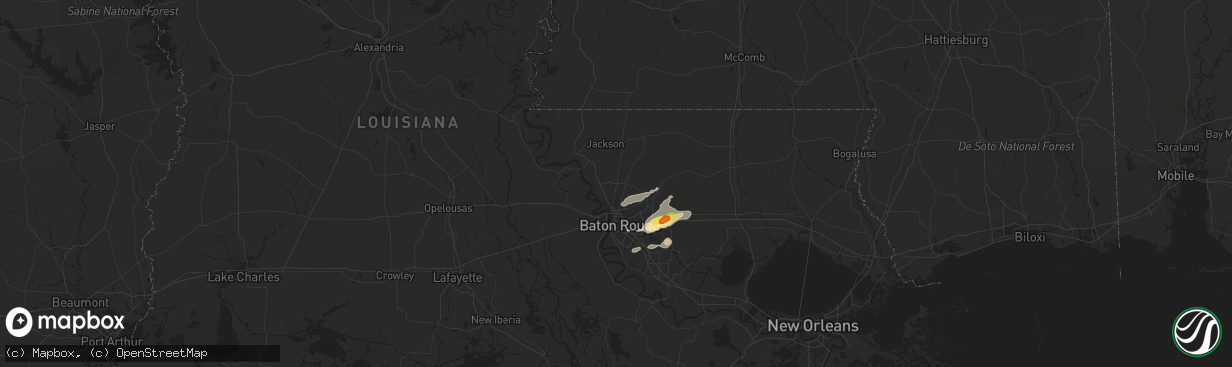 Hail map in Zachary, LA on January 19, 2019