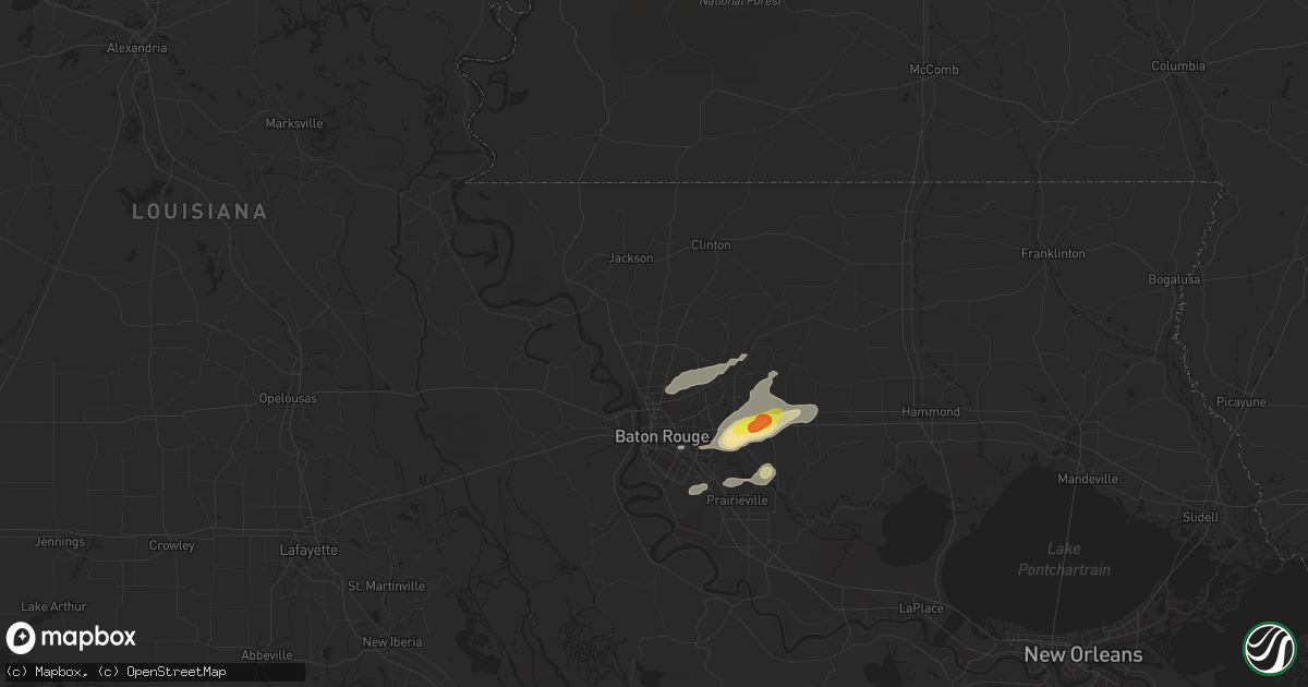 Hail map in Zachary, LA on January 19, 2019
