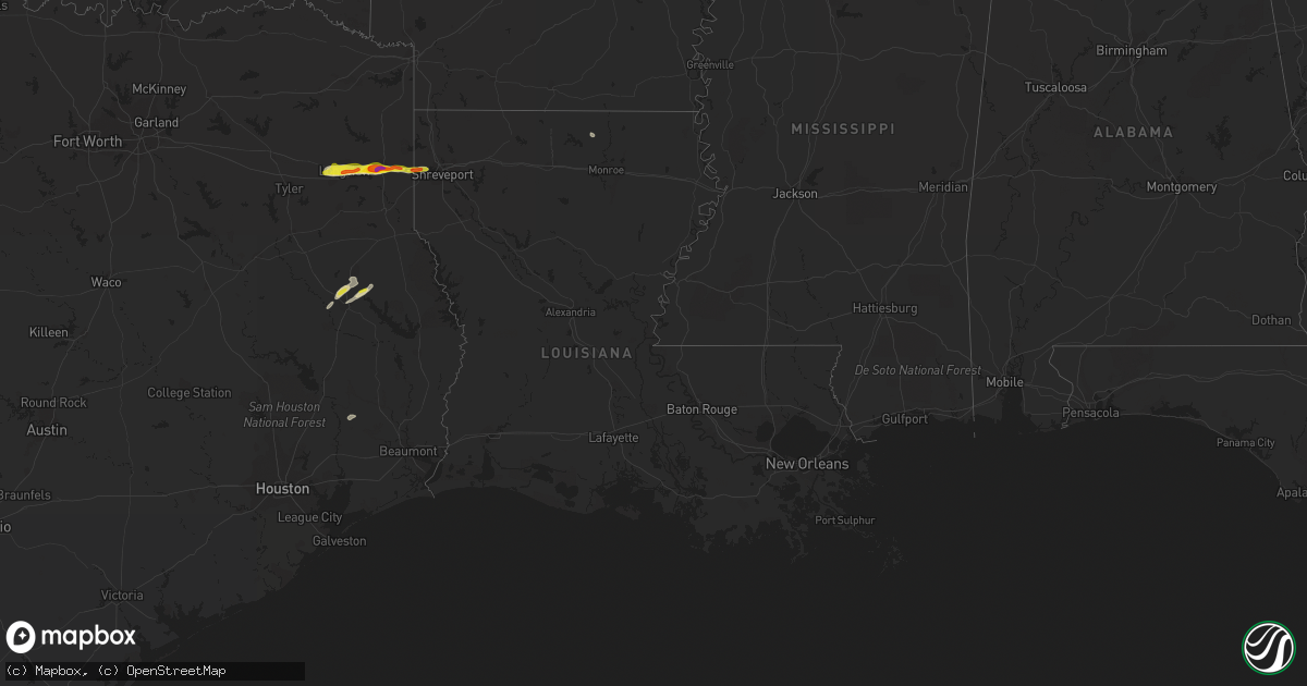 Hail map in Louisiana on January 19, 2022