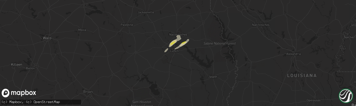 Hail map in Lufkin, TX on January 19, 2022