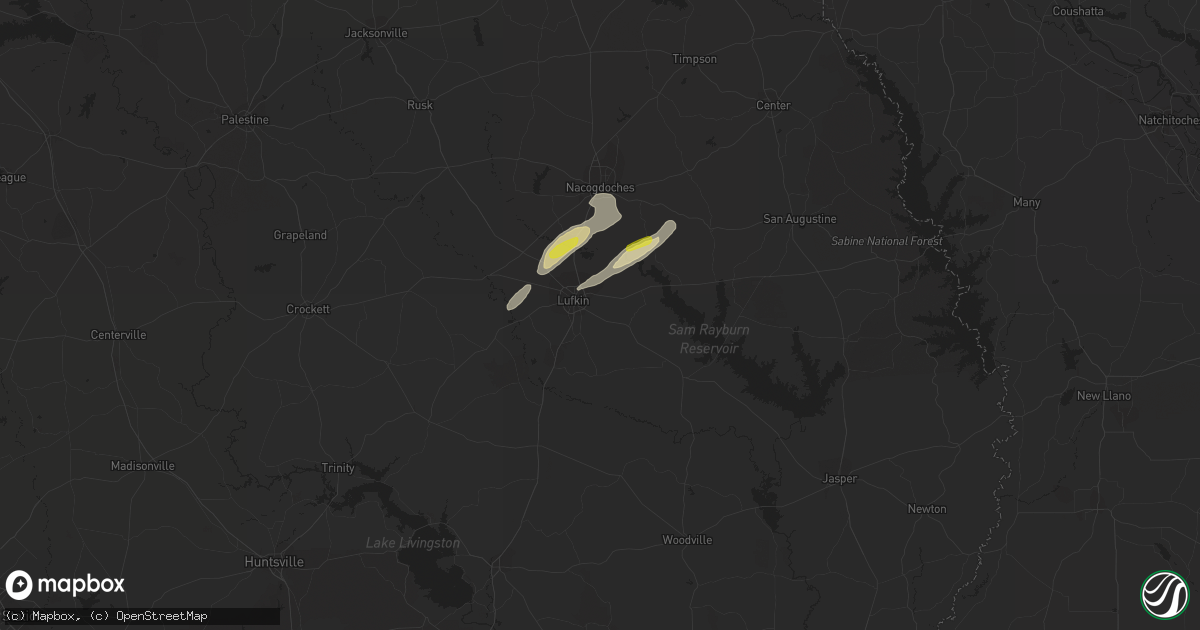 Hail map in Lufkin, TX on January 19, 2022