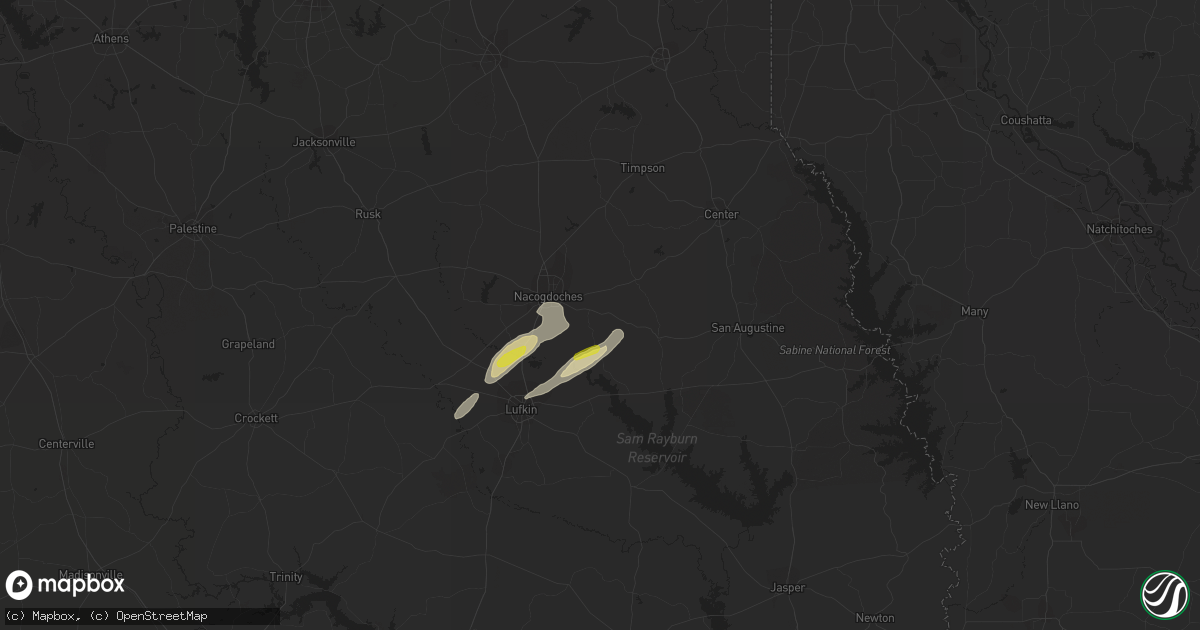 Hail map in Nacogdoches, TX on January 19, 2022