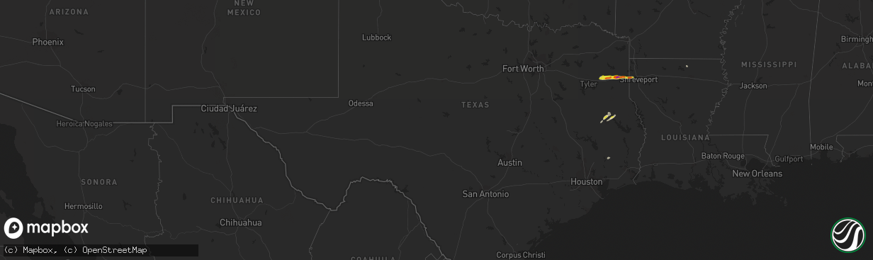 Hail map in Texas on January 19, 2022