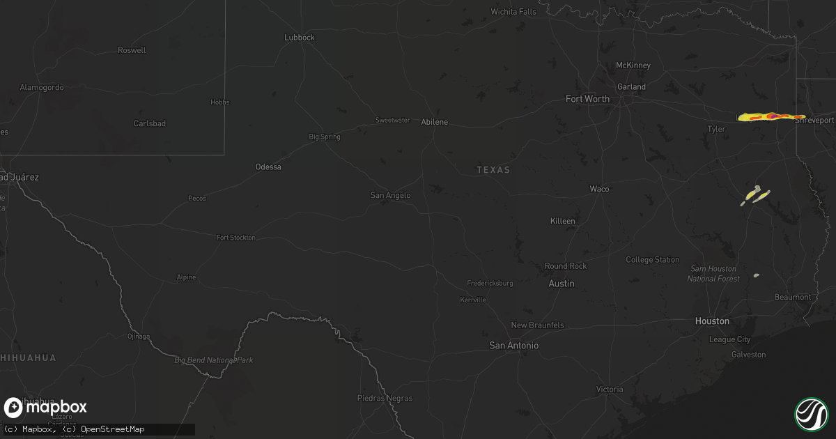 Hail map in Texas on January 19, 2022