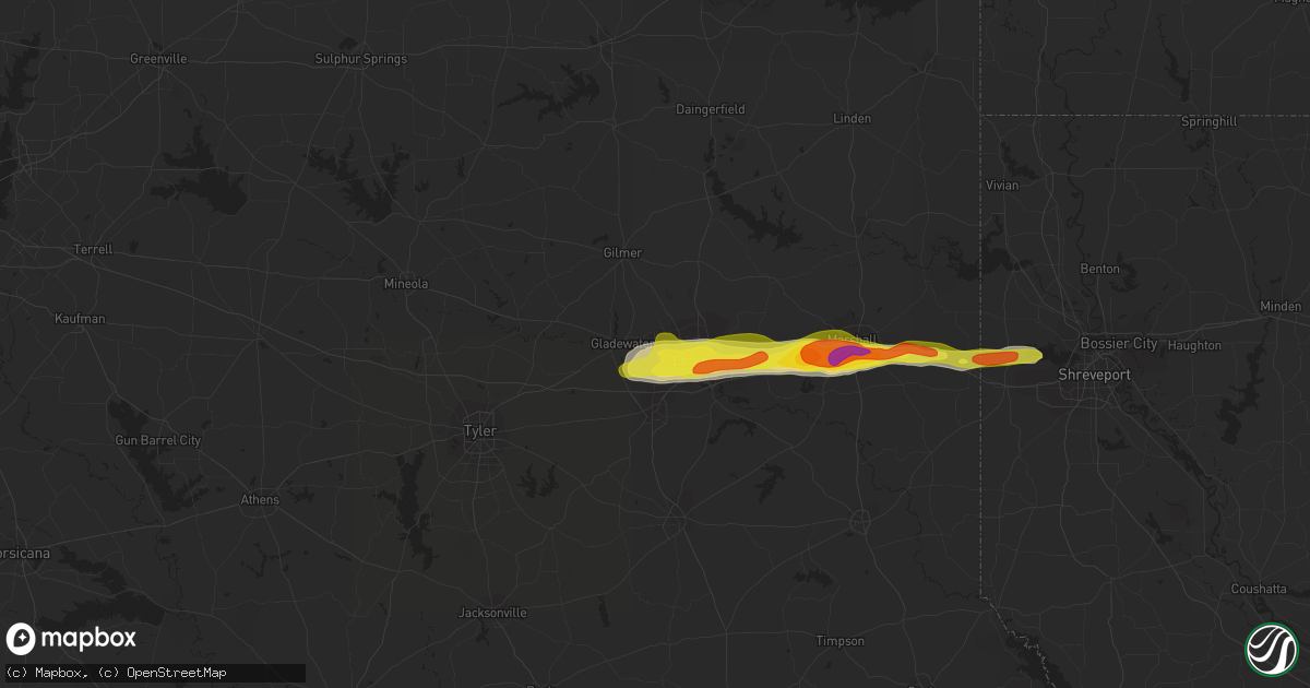 Hail map in White Oak, TX on January 19, 2022