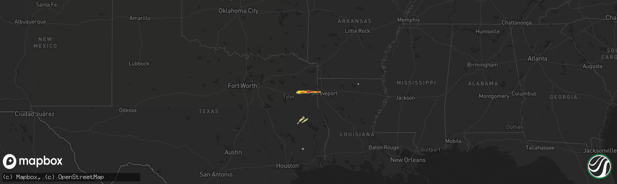 Hail map on January 19, 2022