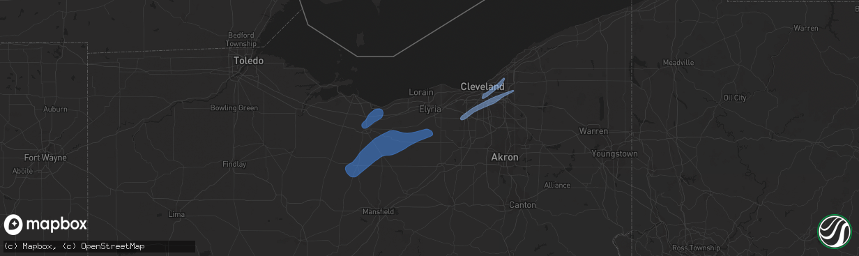 Hail map in Cleveland, OH on January 19, 2023