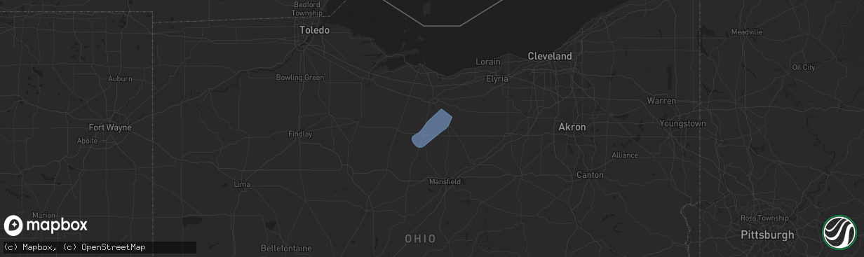 Hail map in Collins, OH on January 19, 2023