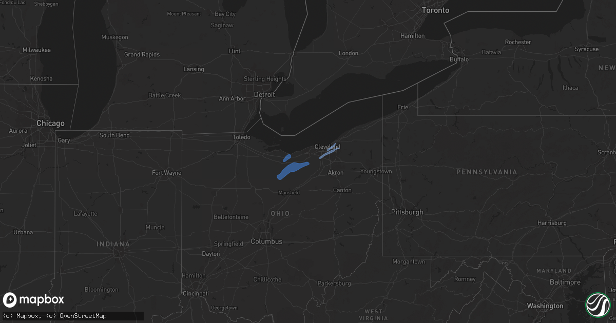 Hail map in Ohio on January 19, 2023