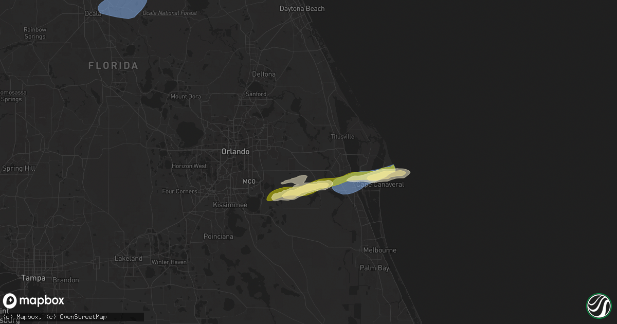 Hail map in Christmas, FL on January 19, 2025