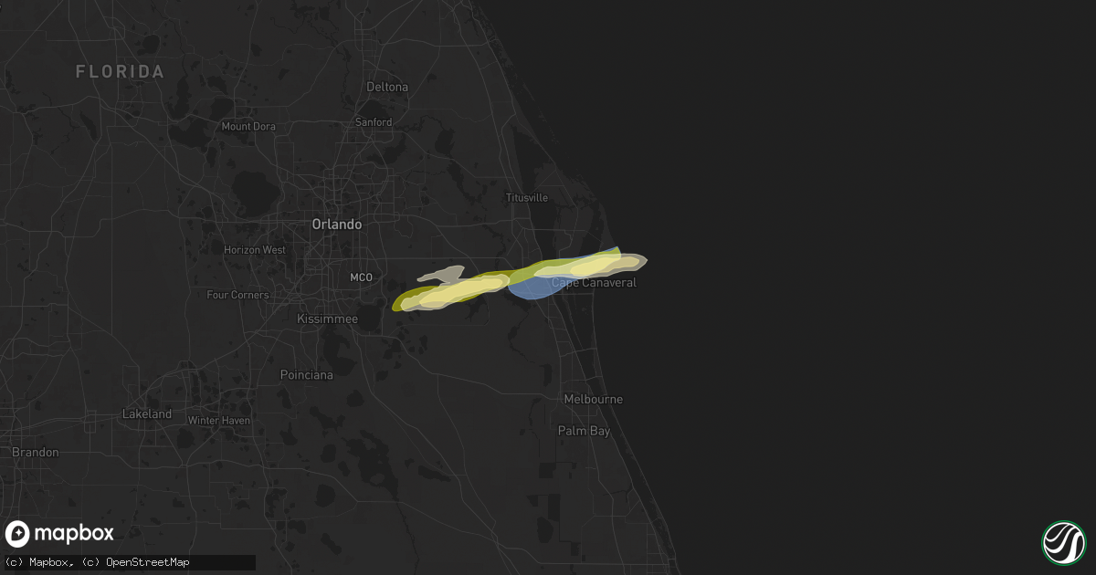 Hail map in Cocoa, FL on January 19, 2025