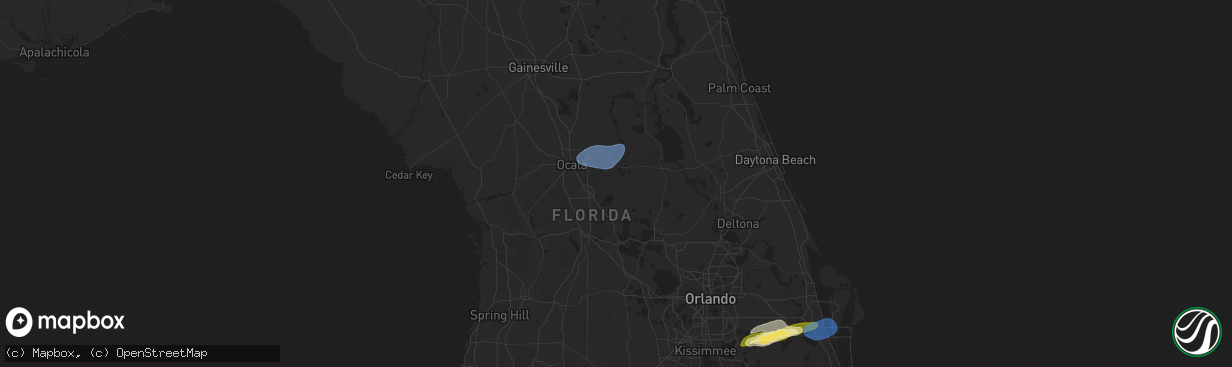 Hail map in Ocklawaha, FL on January 19, 2025