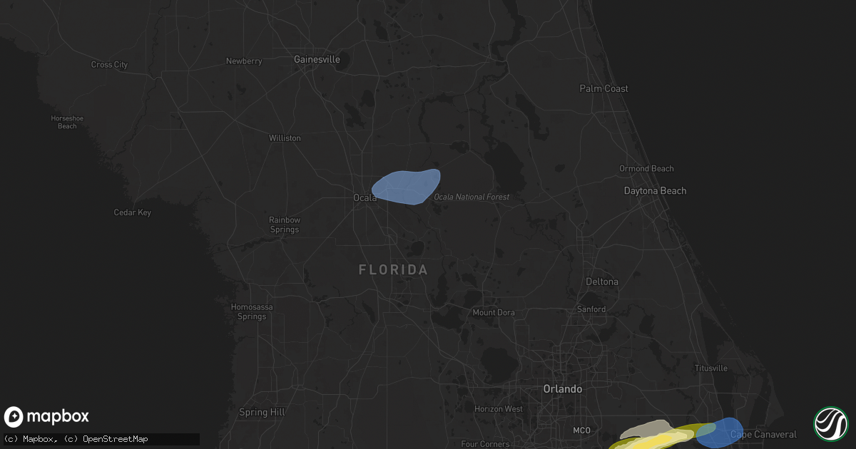 Hail map in Ocklawaha, FL on January 19, 2025