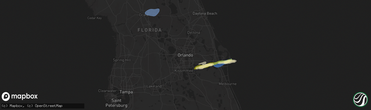 Hail map in Orlando, FL on January 19, 2025