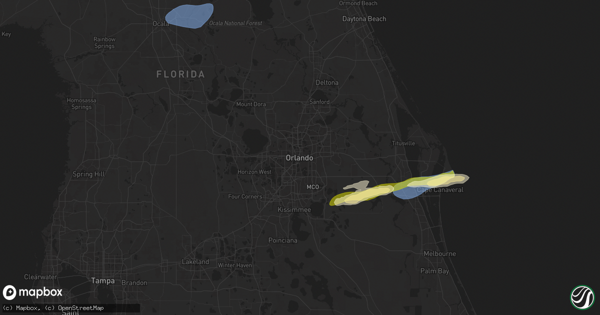 Hail map in Orlando, FL on January 19, 2025