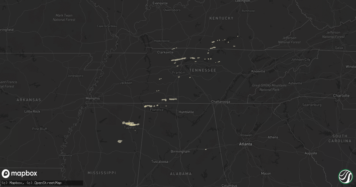 Hail map in Alabama on January 20, 2012