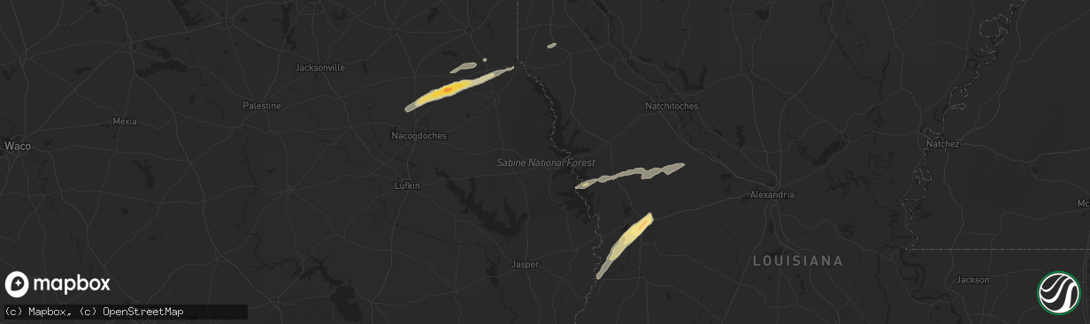 Hail map in Joaquin, TX on January 20, 2016