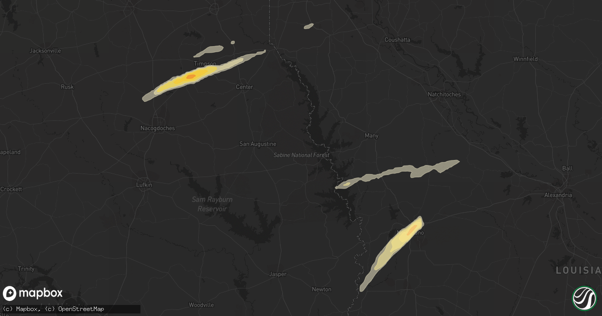 Hail map in Joaquin, TX on January 20, 2016