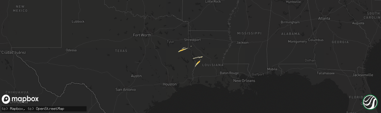 Hail map on January 20, 2016