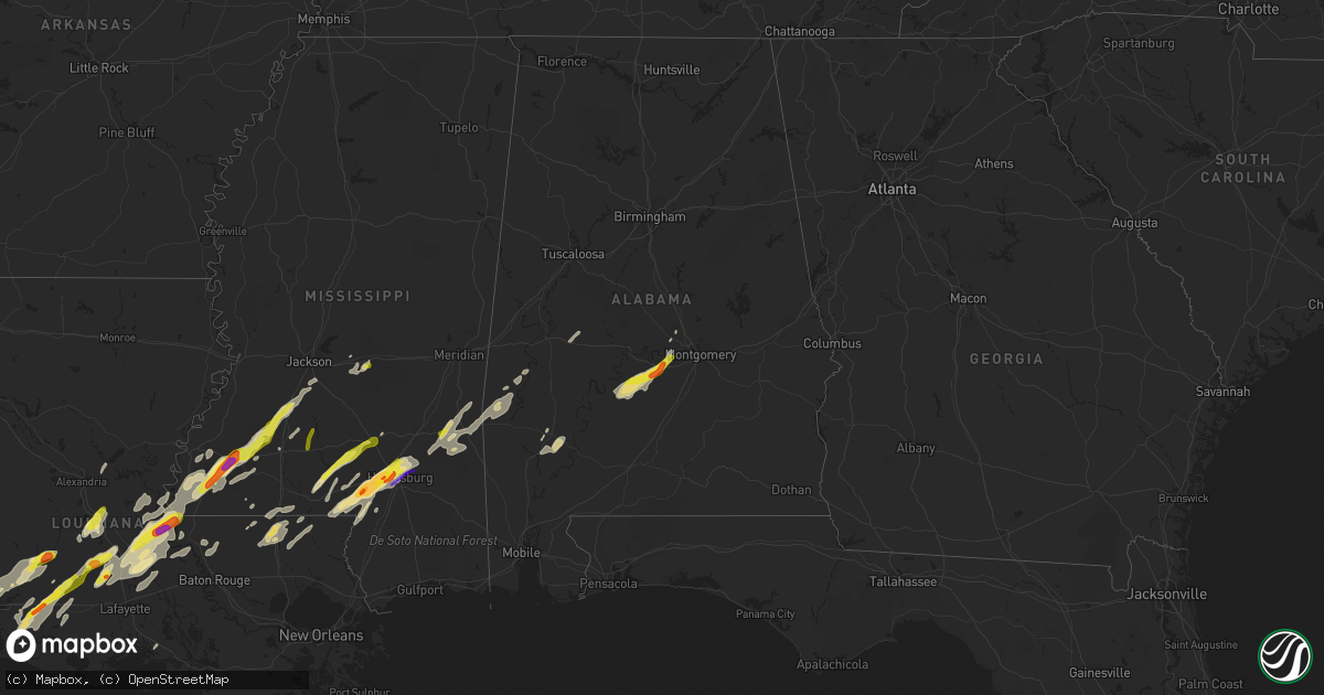 Hail map in Alabama on January 20, 2017