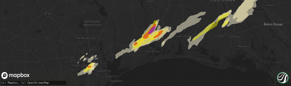 Hail map in Beaumont, TX on January 20, 2017