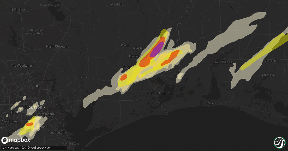 Hail map in Beaumont, TX on January 20, 2017