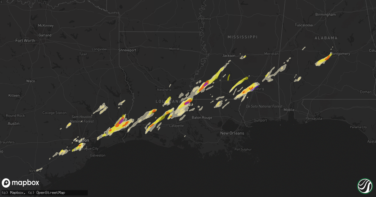 Hail map in Louisiana on January 20, 2017