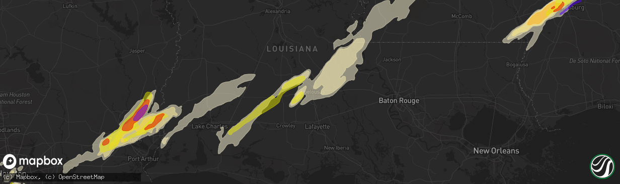 Hail map in Opelousas, LA on January 20, 2017