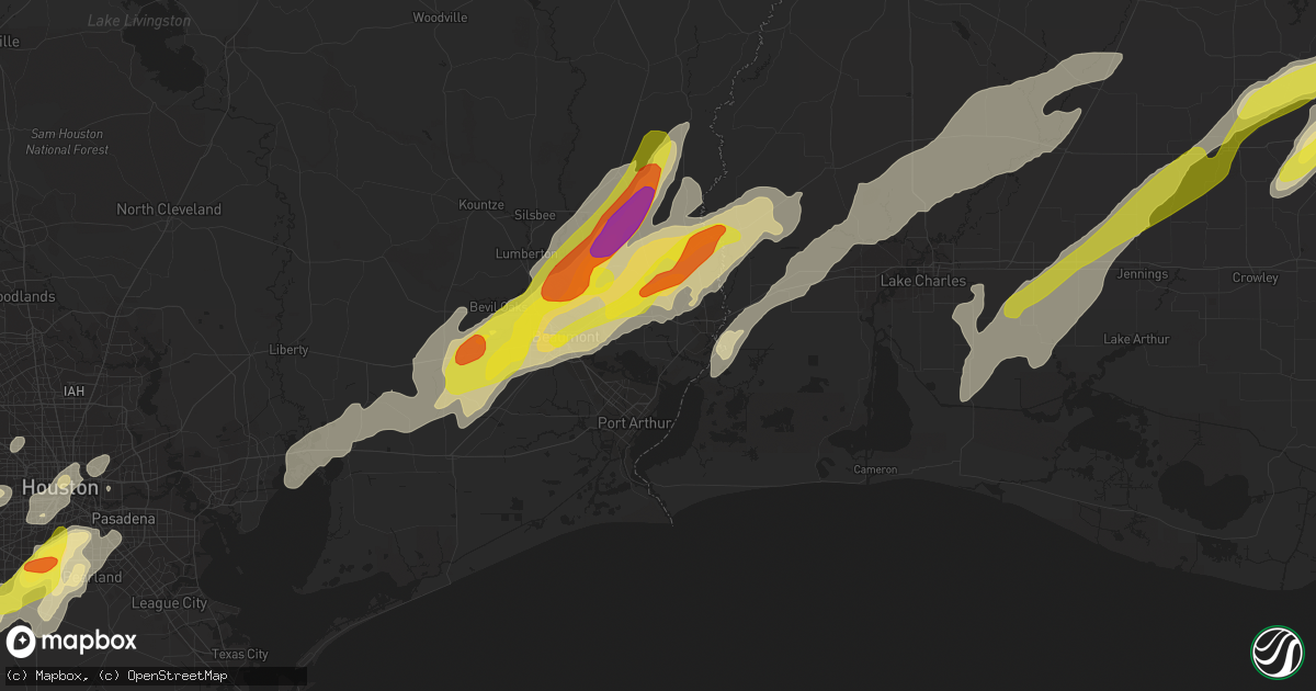 Hail map in Orange, TX on January 20, 2017