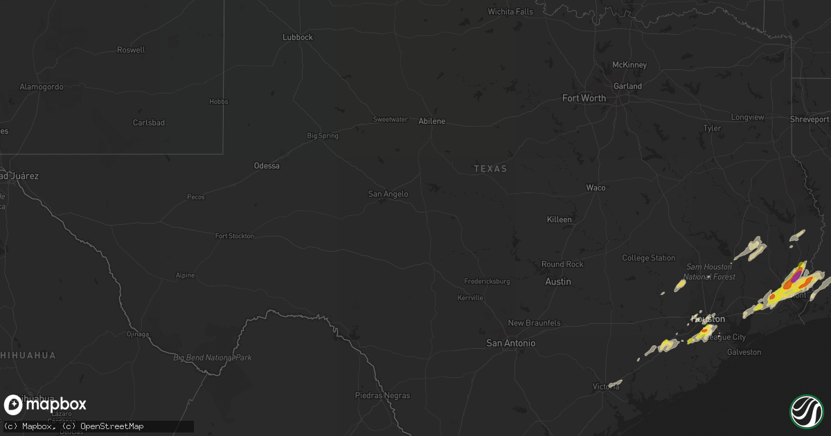 Hail map in Texas on January 20, 2017