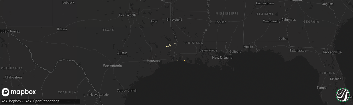 Hail map in Louisiana on January 21, 2013