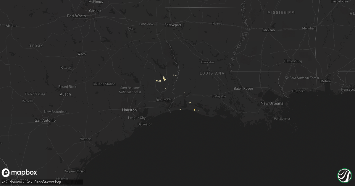 Hail map in Louisiana on January 21, 2013
