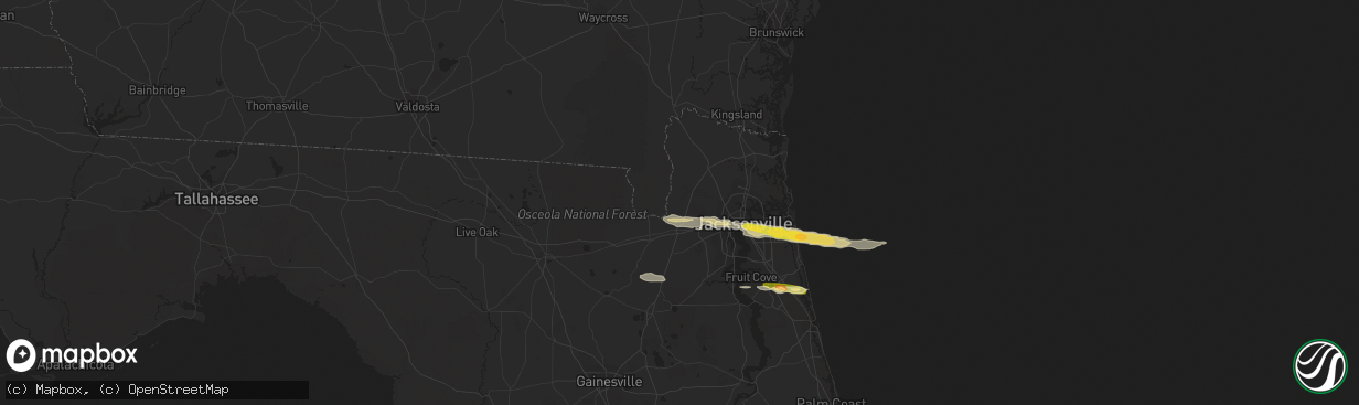 Hail map in Bryceville, FL on January 21, 2014